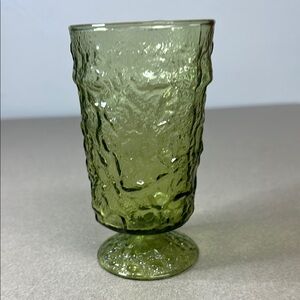 Anchor Hocking Olive Textured Glass Goblet